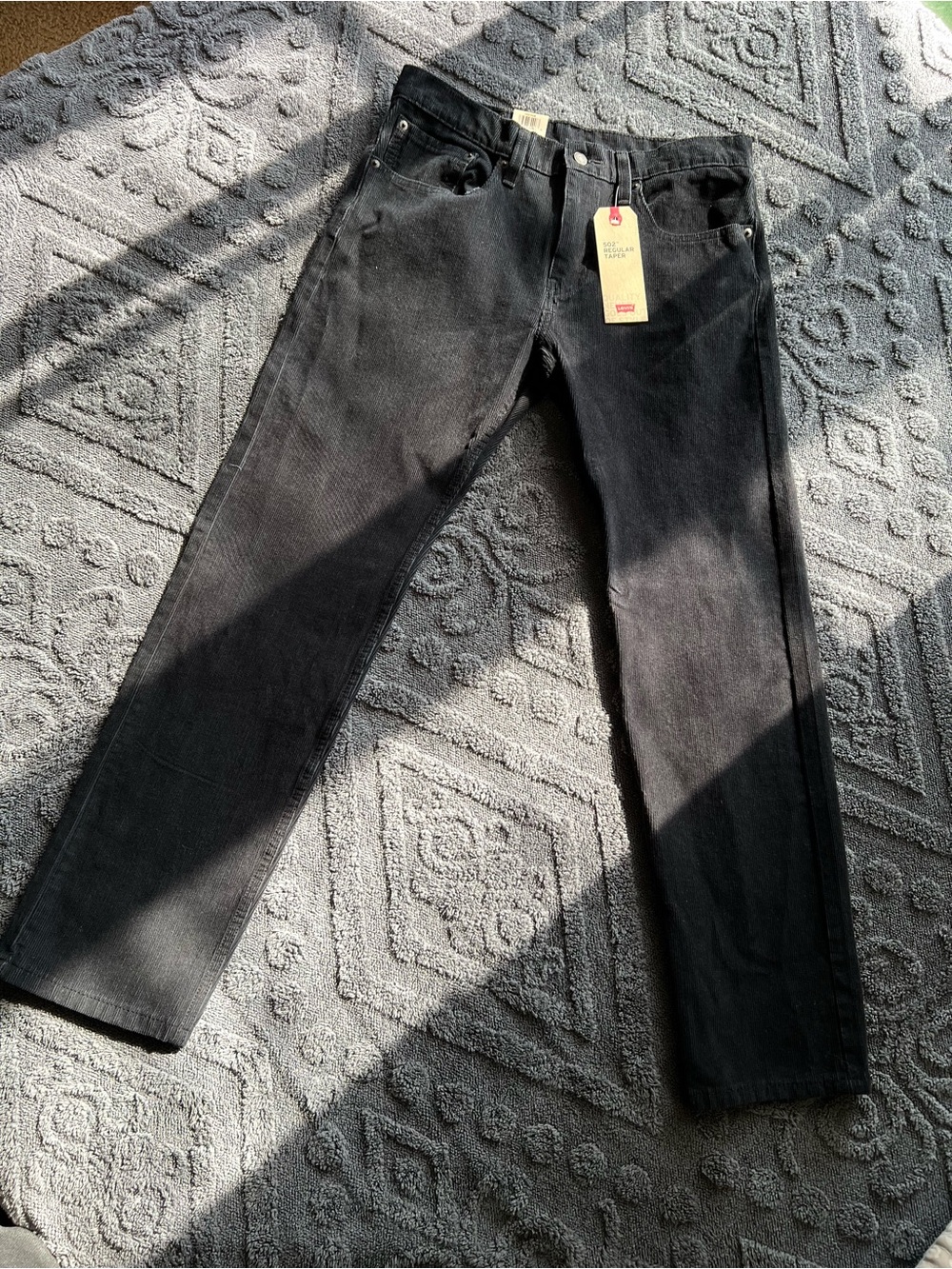 Levis 502 Taper Fit Black Corduroy Mens Jeans 31x32